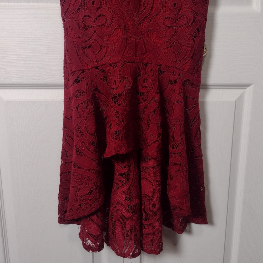 Two Sisters the Label Red Lace Valentina High Low Midi Dress Size 4 - Picture 7 of 16